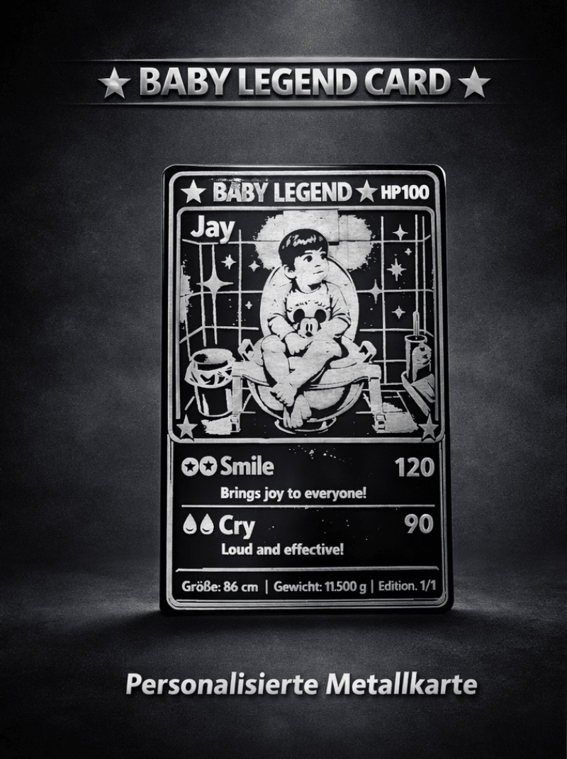 Personalisierte Baby Legend Aluminiumkarte – Trading Card mit Foto - Produktbild