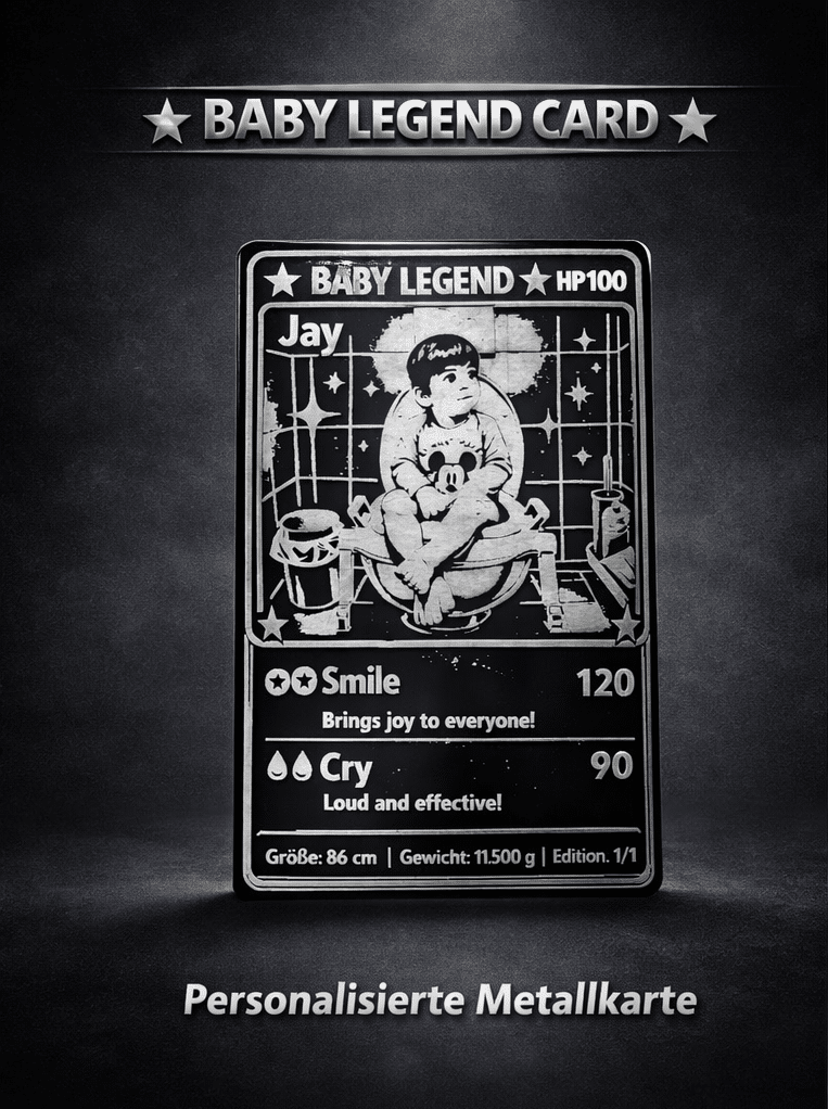 Personalisierte Baby Legend Aluminiumkarte – Trading Card mit Foto - Produktbild