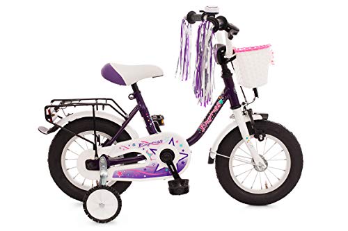 Bachtenkirch Empress 12-Zoll Kinderfahrrad in lila-weiß mit Stützrädern
