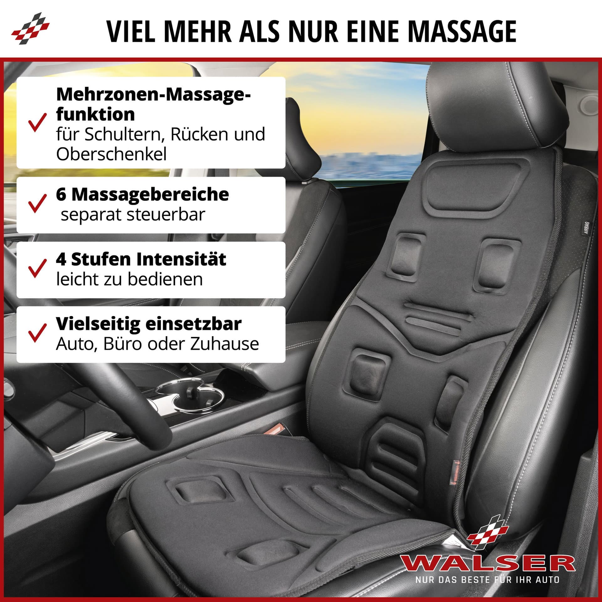 WALSER Massage-Sitzauflage im Auto mit sechs Massagezonen