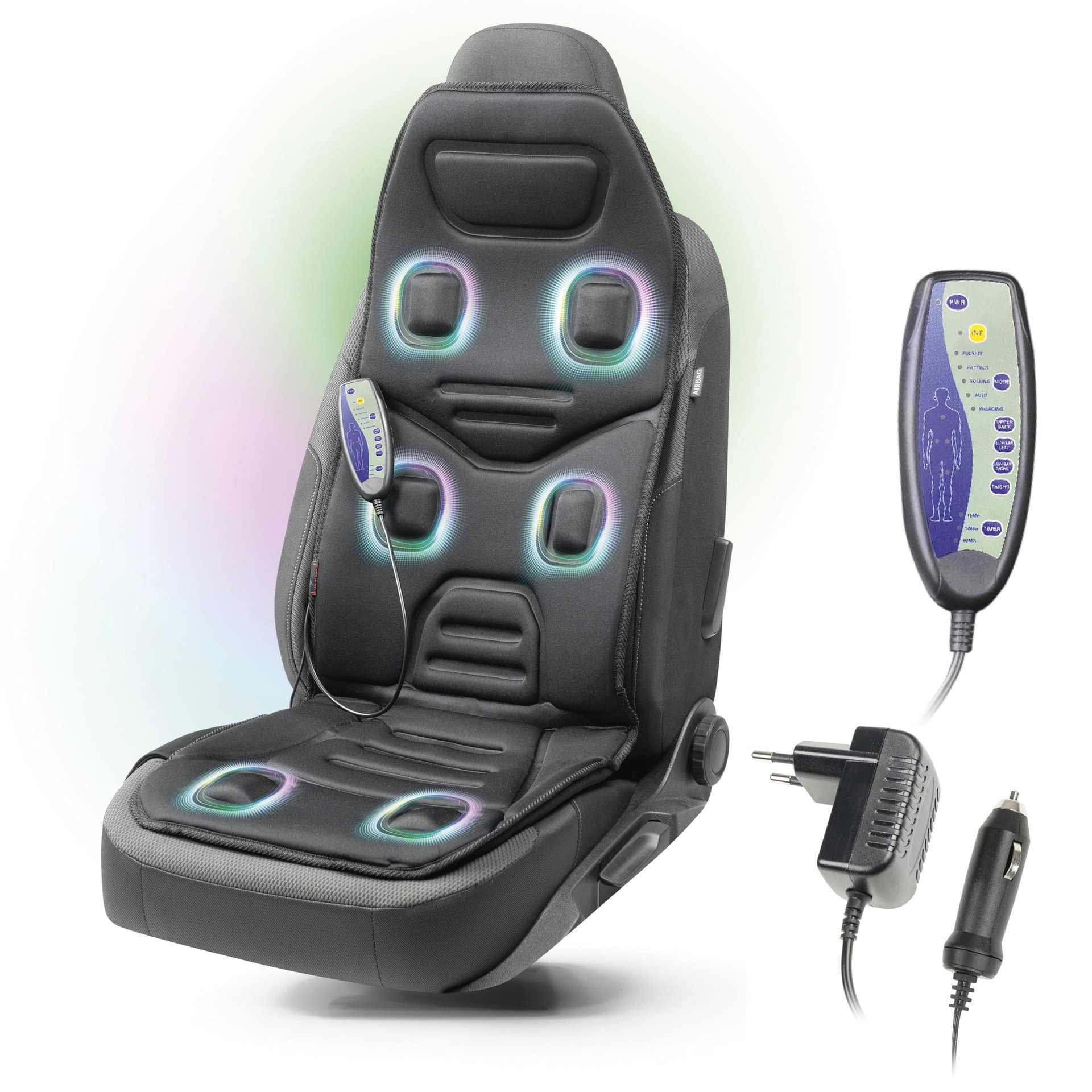 WALSER Relax Drive Massagesitzauflage mit Fernbedienung und Adaptern